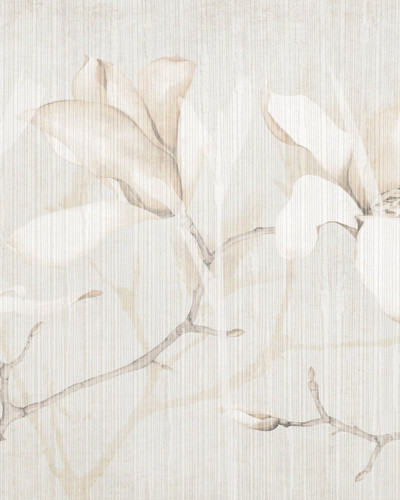 Fototapet cu magnolii într-un dormitor elegant