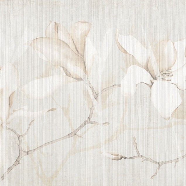 Fototapet cu magnolii într-un dormitor elegant