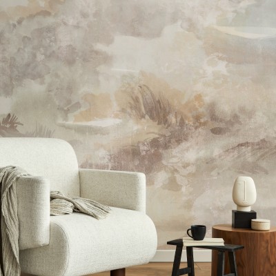 Oeuvre Scenery tapet foto cu design minimalist în nuanțe de bej și gri, perfect pentru a crea un decor unic în casa dumneavoastră.