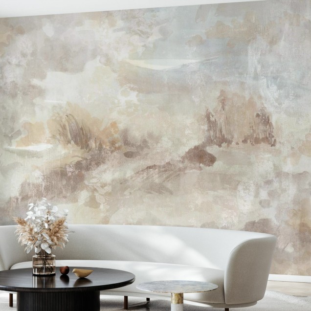 Oeuvre Scenery tapet foto cu design minimalist în nuanțe de bej și gri, perfect pentru a crea un decor unic în casa dumneavoastră.