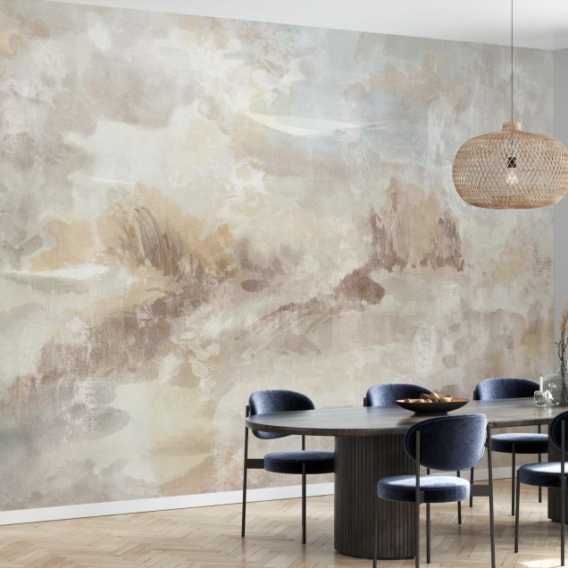 Oeuvre Scenery tapet foto cu design minimalist în nuanțe de bej și gri, perfect pentru a crea un decor unic în casa dumneavoastră.