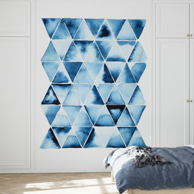 Blue Triangles Wallpaper cu model geometric abstract