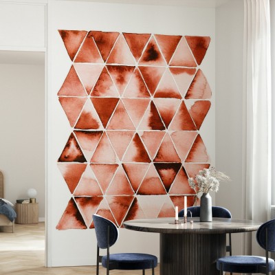 Tapet cu triunghiuri portocalii delicate, perfect pentru a adăuga o notă de culoare și stil camerei tale.
