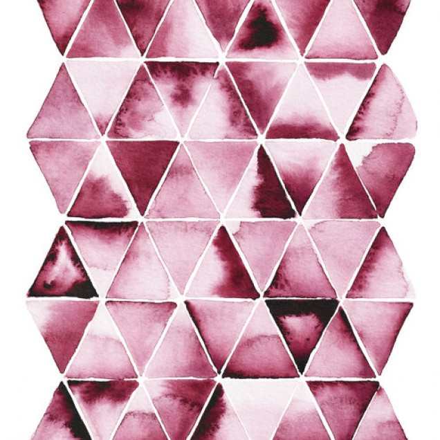 Tapet geometric cu triunghiuri roșii, perfect pentru a crea un punct focal în orice cameră.