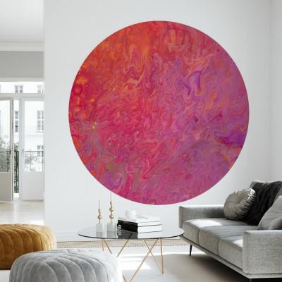 Tapet abstract modern Repuflu II cu nuante de roșu, portocaliu și violet, perfect pentru decorul modern