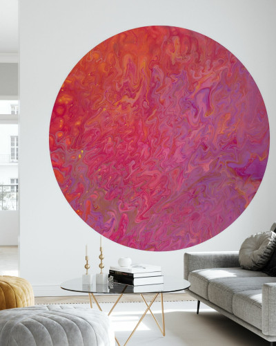 Tapet abstract modern Repuflu II cu nuante de roșu, portocaliu și violet, perfect pentru decorul modern