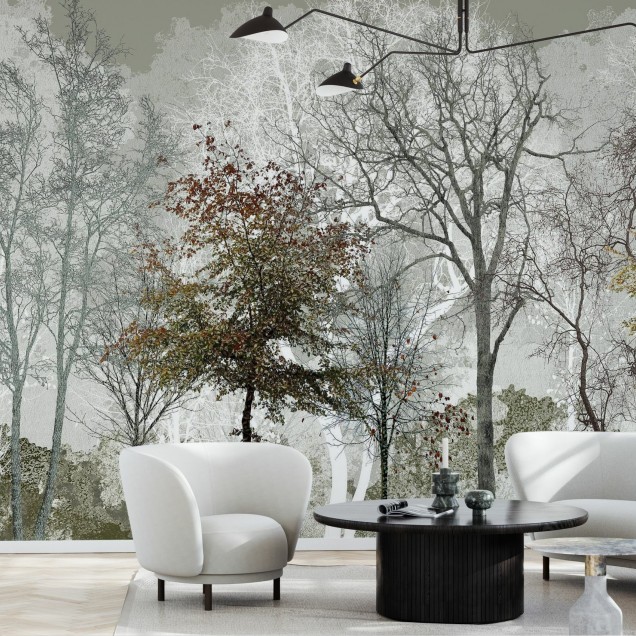 Cool Summer in the Woods - Tapet cu design modern, minimalist, cu un model de pádure, perfect pentru a crea o atmosferá relaxantá în orice camerá.