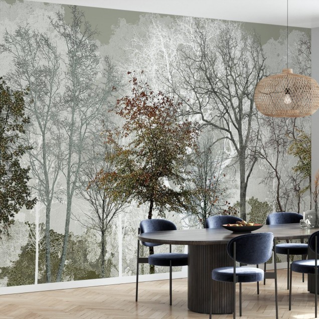 Cool Summer in the Woods - Tapet cu design modern, minimalist, cu un model de pádure, perfect pentru a crea o atmosferá relaxantá în orice camerá.