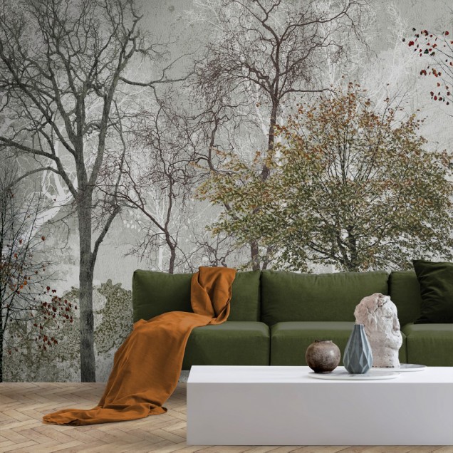 Cool Summer in the Woods - Tapet cu design modern, minimalist, cu un model de pádure, perfect pentru a crea o atmosferá relaxantá în orice camerá.