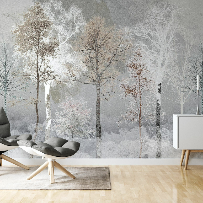 Tapet cu design abstract, tonuri pastelate de roz și bej, cu accente de auriu, evocă o atmosferă relaxantă și elegantă, perfectă pentru un spațiu intim și confortabil.