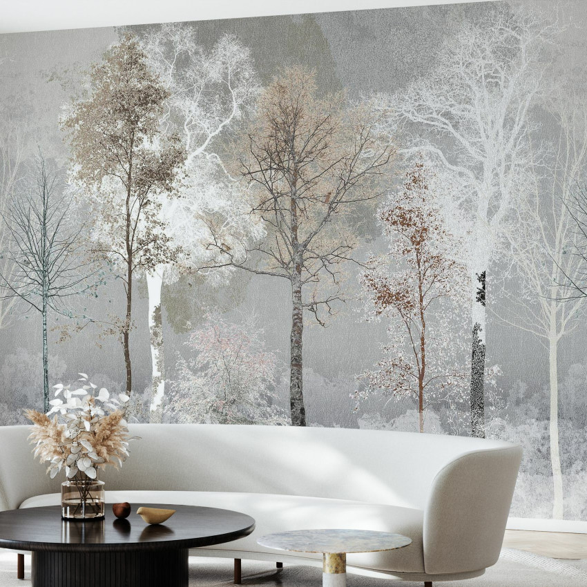 Tapet cu design abstract, tonuri pastelate de roz și bej, cu accente de auriu, evocă o atmosferă relaxantă și elegantă, perfectă pentru un spațiu intim și confortabil.