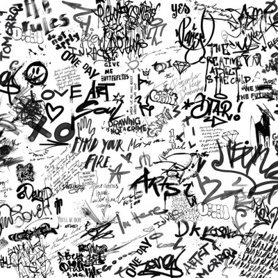 Fototapet alb-negru cu design street art