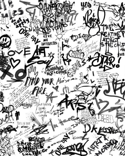 Fototapet alb-negru cu design street art