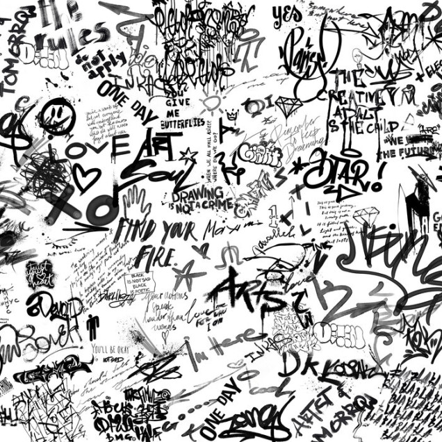 Fototapet alb-negru cu design street art