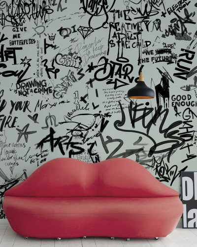 Street Art Poetry, Green, Photowall Wallpaper