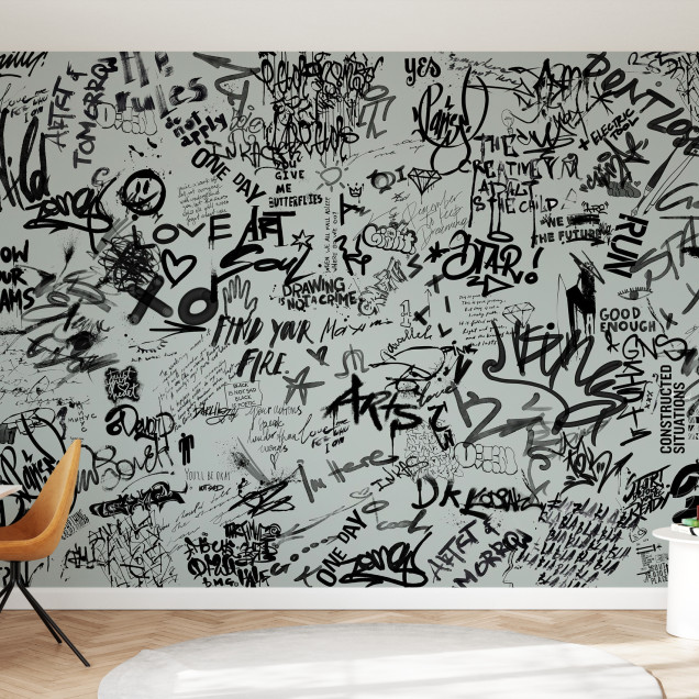 Street Art Poetry, Green, Photowall Wallpaper
