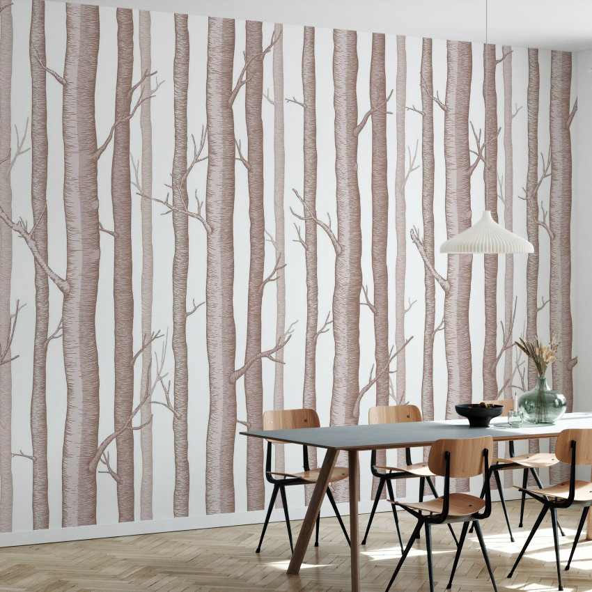Wallpaper Trees and Trees III, design modern cu o pădure fermecătoare, perfect pentru camera copilului.