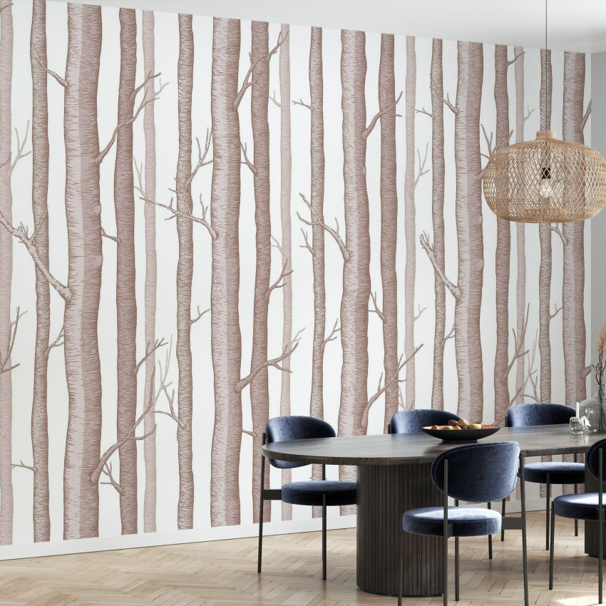Wallpaper Trees and Trees III, design modern cu o pădure fermecătoare, perfect pentru camera copilului.