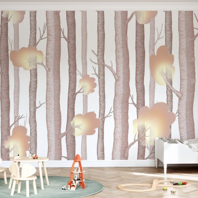 Wallpaper Trees and Trees III, design modern cu o pădure fermecătoare, perfect pentru camera copilului.