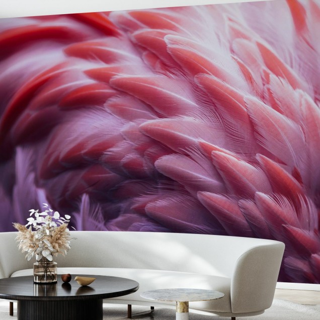 Fototapet Flamingo cu pene roz delicate