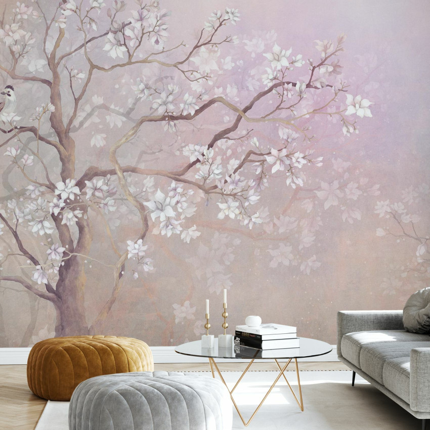 Tapet floral Best Friends Branch V cu flori delicate de magnolie, perfect pentru living, dormitor sau birou.