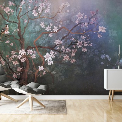 Tapet floral Best Friends Branch V cu flori delicate de magnolie, perfect pentru living, dormitor sau birou.