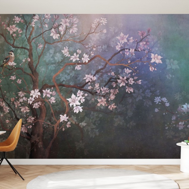 Tapet floral Best Friends Branch V cu flori delicate de magnolie, perfect pentru living, dormitor sau birou.