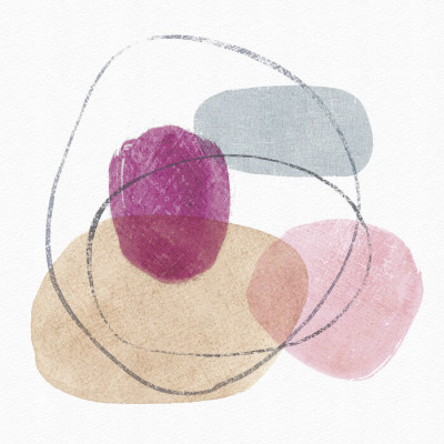Fototapet abstract cu cercuri si forme geometrice roz, bej si gri