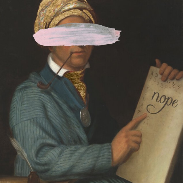 Un wallpaper artistic cu un portret parțial acoperit de o pată de culoare, ideal pentru a crea un punct focal în living, dormitor sau hol.