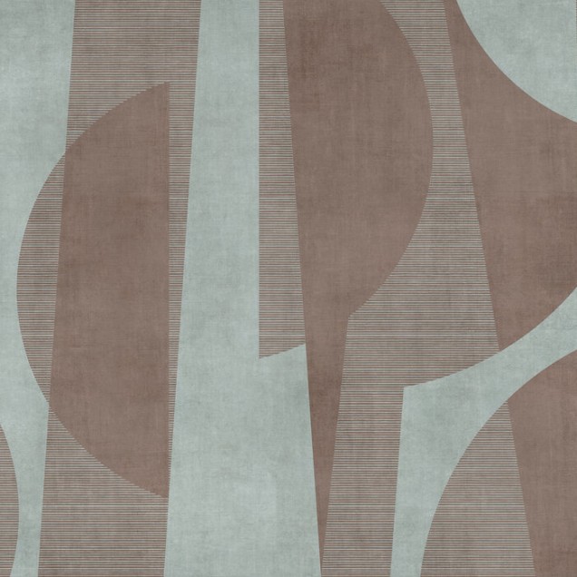 Tapet modern cu design abstract, in nuante de maro si verde, cu linii subtile.
