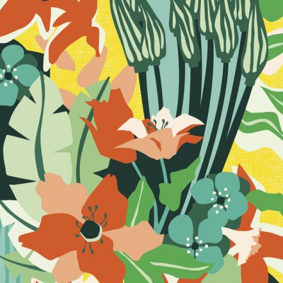 Tapet floral abstract, design modern și colorat.
