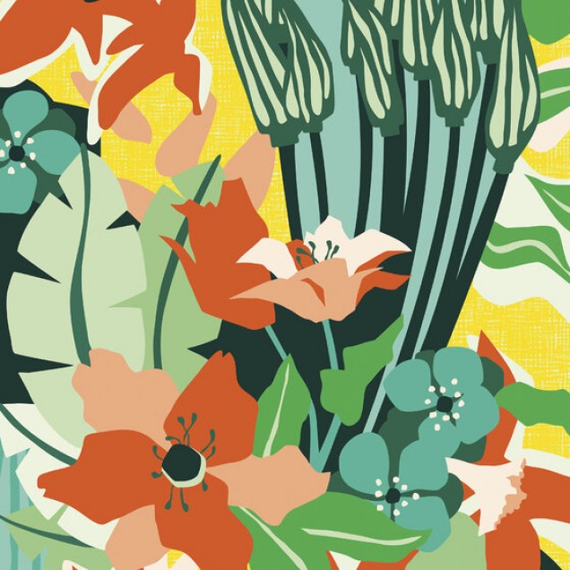 Tapet floral abstract, design modern și colorat.