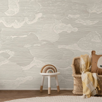 Up and Away - Greige, Photowall Fototapet cu design de nori greige în camera unui copil