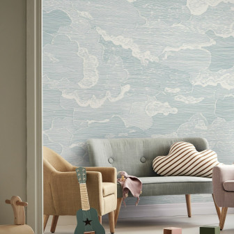 Fototapet Up and Away - Light Blue Fototapet cu design de nori albaștri pentru camera copilului