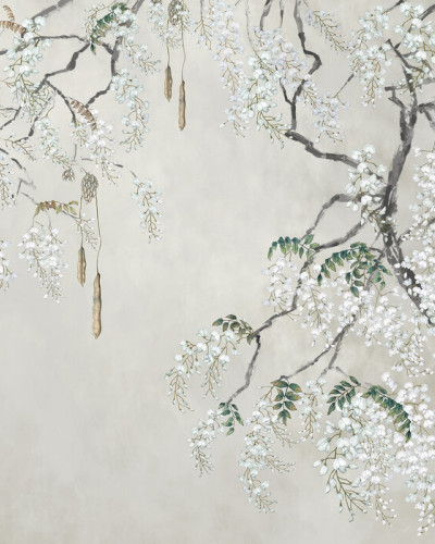 Fototapet cu wisteria albă într-un interior modern