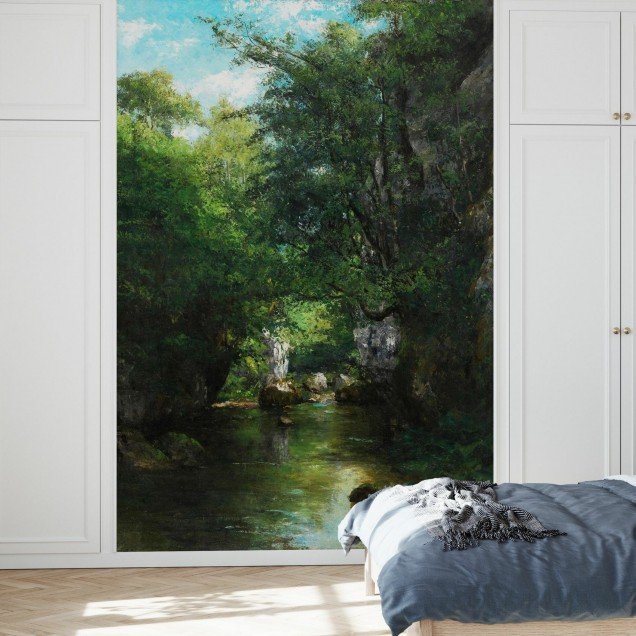 Tapet cu imagine a unui râu în pădure, Water Stream