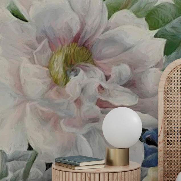 Tapet floral Malva si Trandafiri cu flori delicate de malva si trandafiri, perfect pentru a crea o atmosfera romantica.