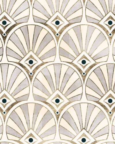 Tapet Deco Patterning I cu design geometric, accente aurii si verde smarald, perfect pentru living sau dormitor