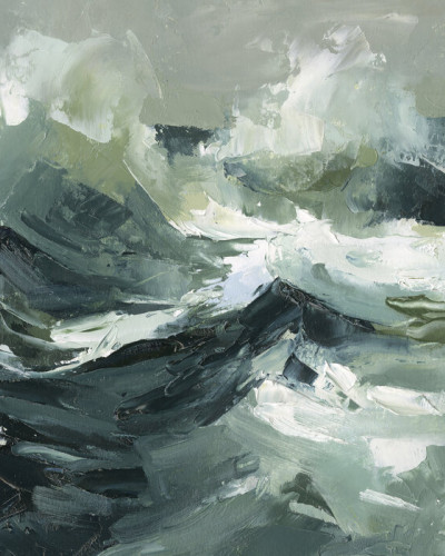 Tapet modern abstract cu imprimeu in nuante de verde si alb