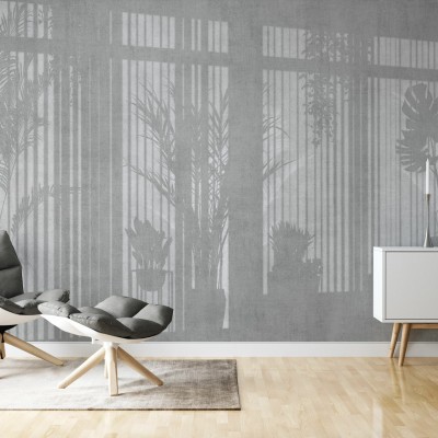 Tapet modern cu design minimalist - Sunny Window, Gri