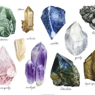 Imagine cu wallpaper Healing Crystals, reprezentând diverse cristale vindecătoare
