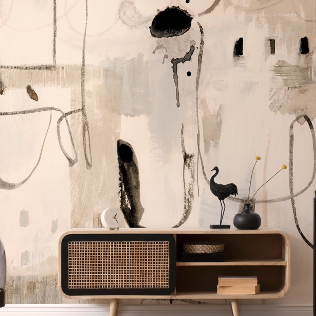 Tapet abstract, design modern în nuanțe neutre
