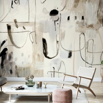Tapet abstract, design modern în nuanțe neutre