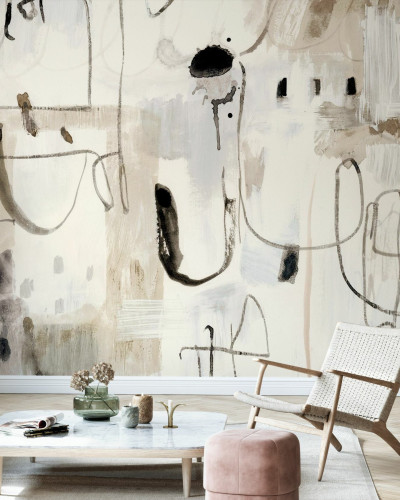 Tapet abstract, design modern în nuanțe neutre