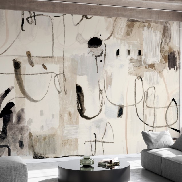 Tapet abstract, design modern în nuanțe neutre