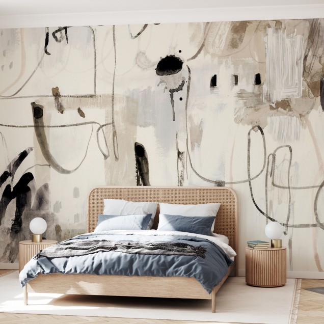 Tapet abstract, design modern în nuanțe neutre