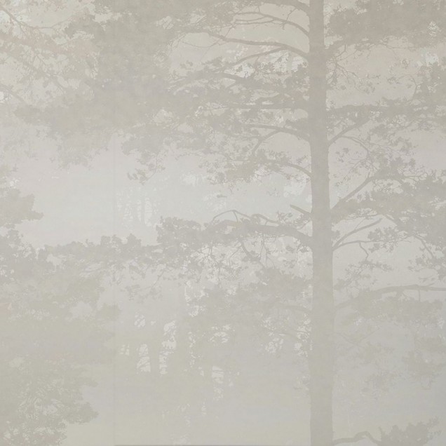 Tapet minimalist cu un design ce prezintă o pădure liniștită cu o nuanță de bej caldă