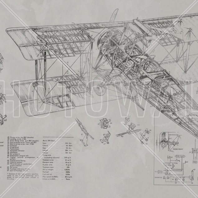 Avro 504K Airplane - Bright, Photowall, tapet cu avion