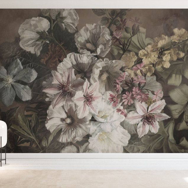 Fototapet cu flori de Clematis și Echinacea