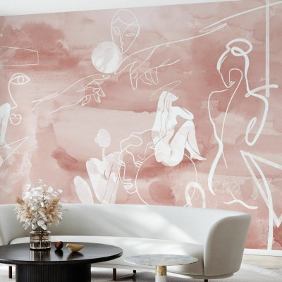 Wallpaper cu design modern si elegant in nuante de roz prafuit.